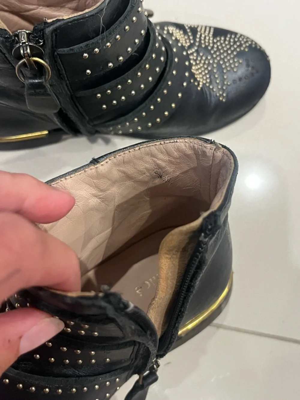 CHLOE Girl's Susanna Studded Ankle Boots